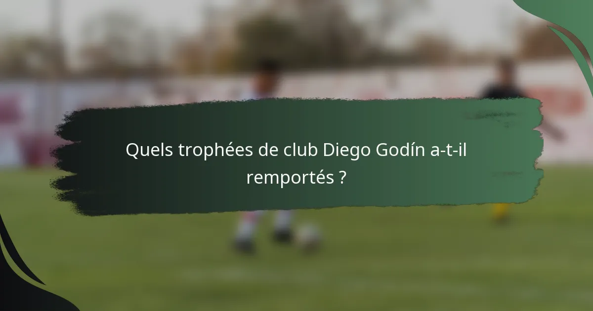 Quels trophées de club Diego Godín a-t-il remportés ?